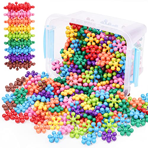 300PCS Snowflake Interlocking Building Block Toy Carrying Case for Kids
