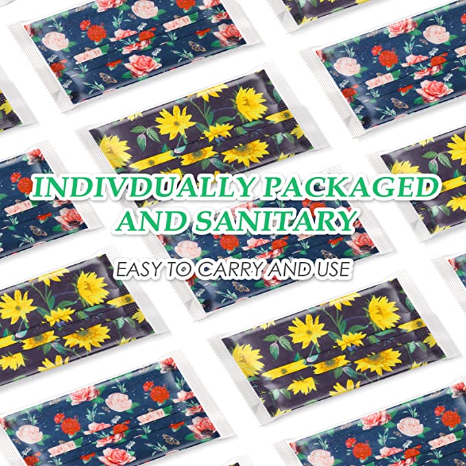50PCS Adult Disposable s, Single Wrapped 2 Feminine Hand Drawn Flor