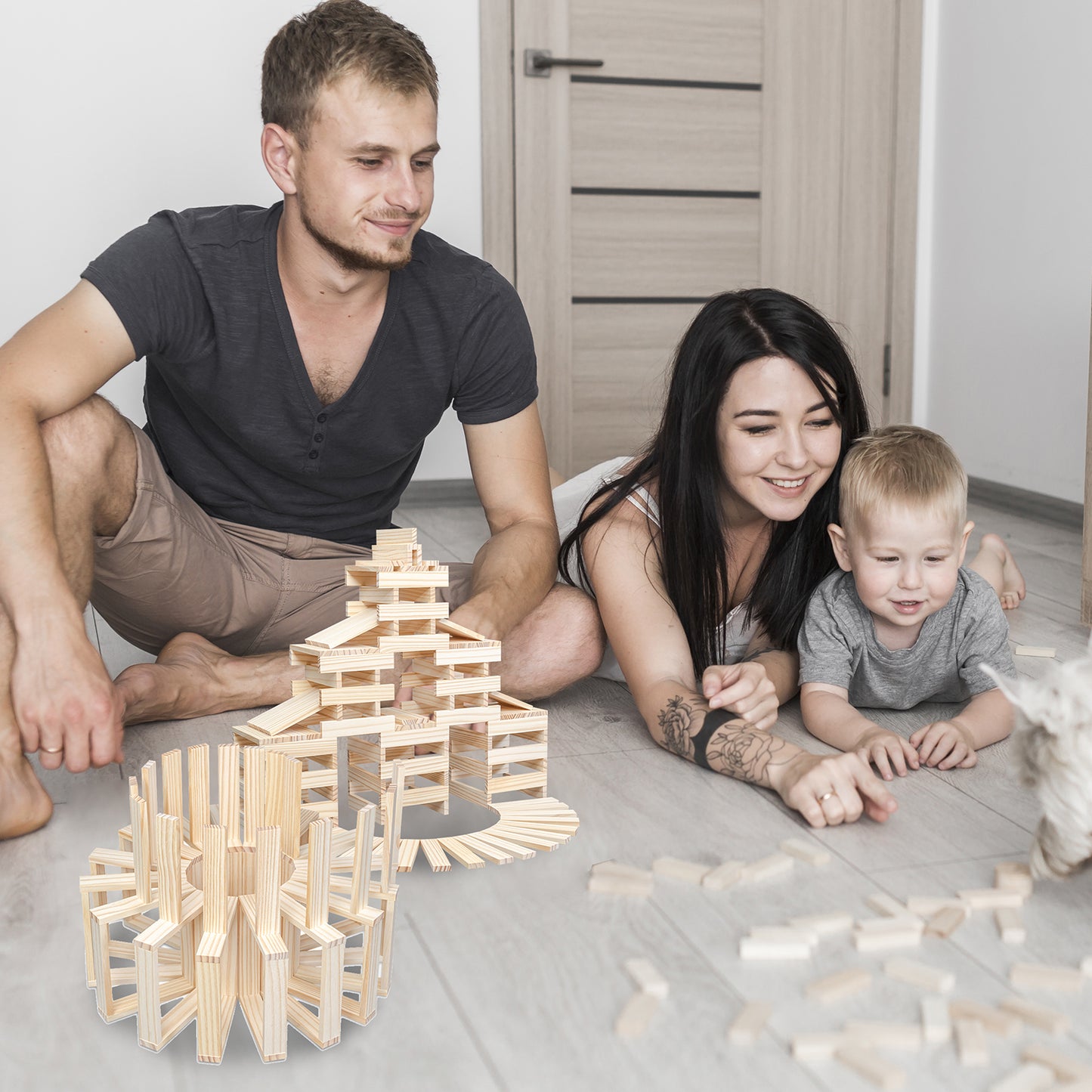 Wooden Plank Building Blocks 100PCS Sensory Toy 3D Space Stacking