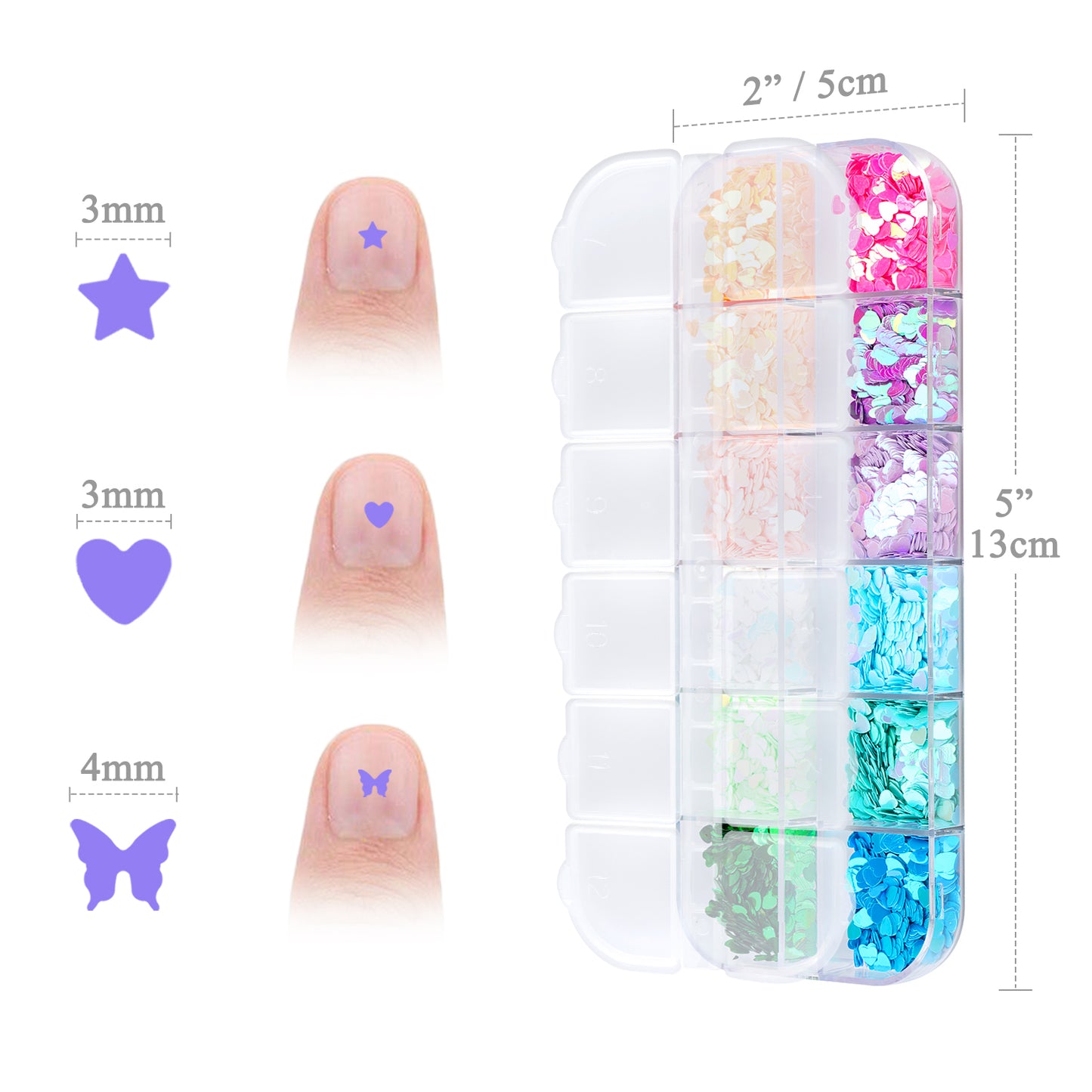 Nail Art Metallic Color Iridescent Glitter Sequin Laser Flakes Variety Pack,Mult