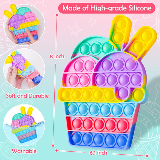 Large Rainbow Ice Cream Ball Silicone Pop Fidget Sensory Multicolor Squeeze Toy