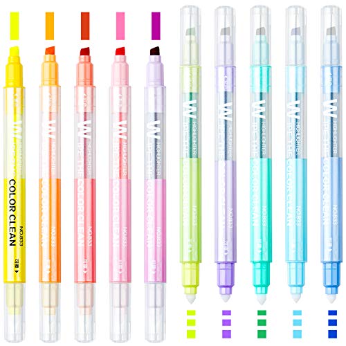 Erasable Highlighters 10 Colors Dual Tip Highlighter Smooth Writing