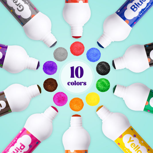 Dot Marker Set, 10 Colors Paint Marker (70 ml/2.36 oz) + 28 Pages Activity Boo