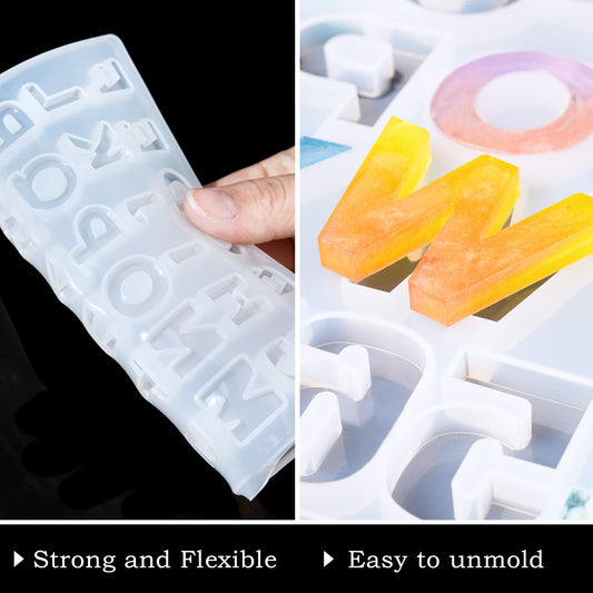Epoxy Resin Silicone Molds DIY Casting 3D Backward Number Alphabet Reversed Le