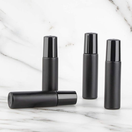 20PCS Roller Bottles 10mL Essential Oil Ultra Thick Matte Black Frosted Glass (2