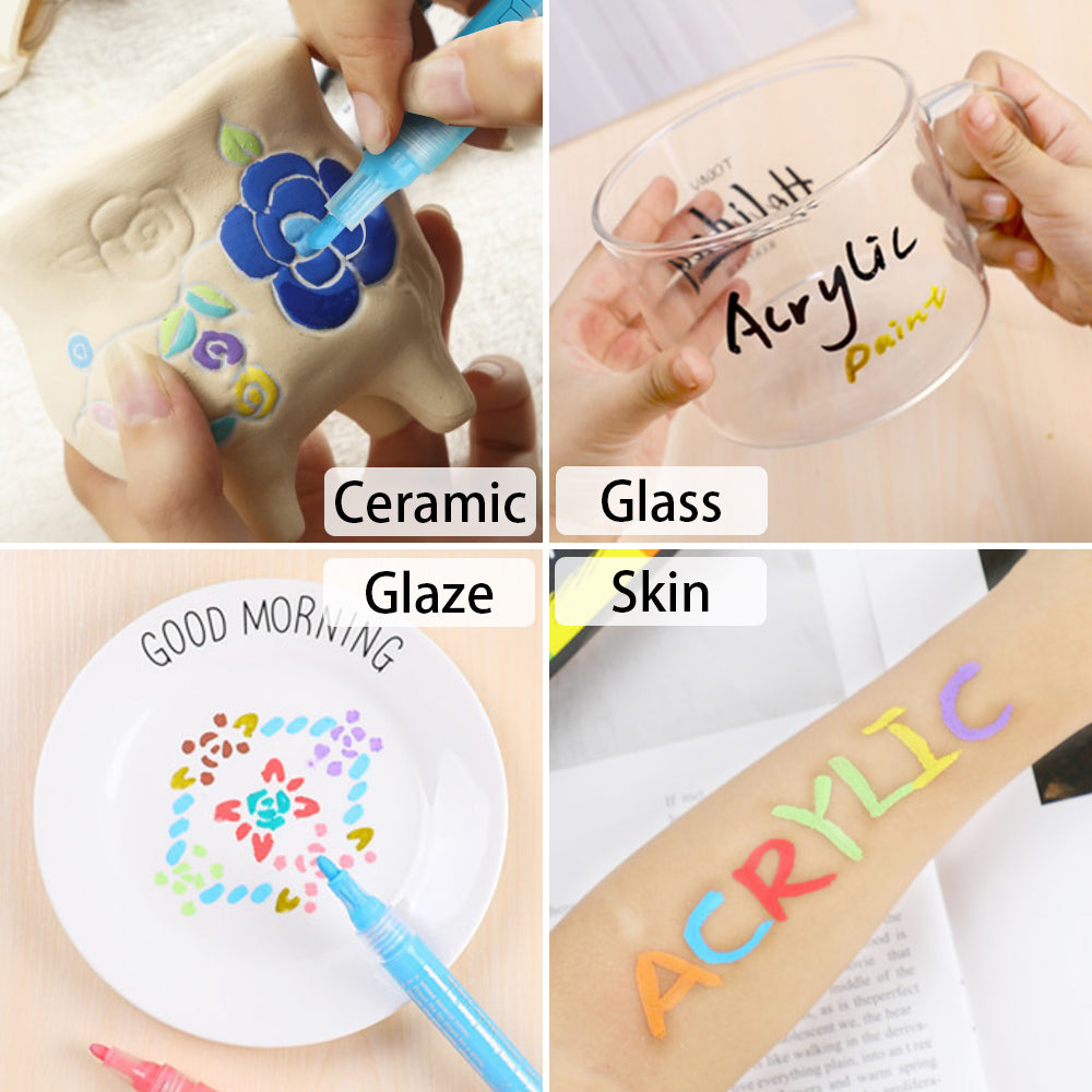 [15 Colors] Acrylic Paint Pens Art Permanent Paint Markers Set Kit