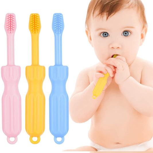 Silicone Teething Toys 0-6, 6-12 Months 3PCS for Babies Toothbrush Shape Teether