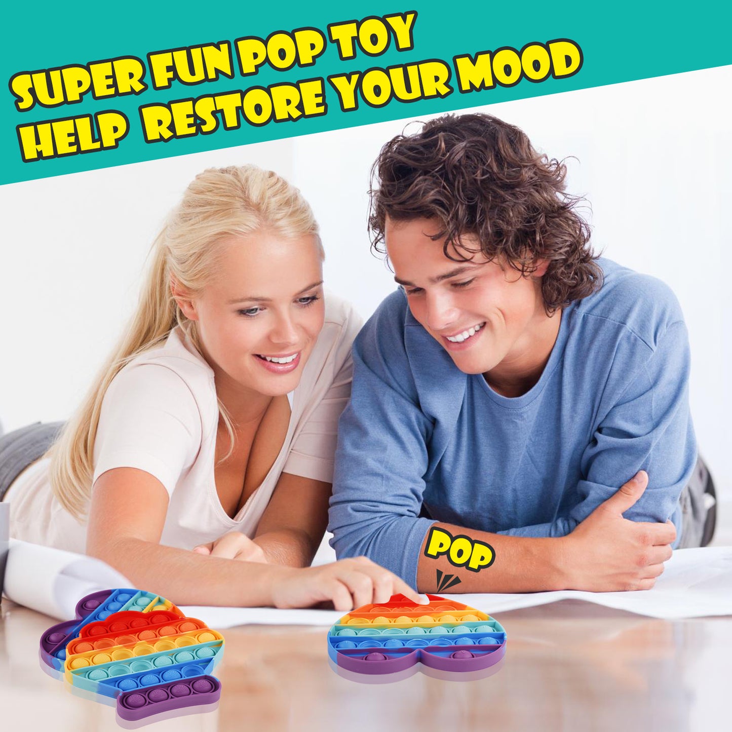 Fidget Pack 2PCS Push Pop Bubble Fidget Sensory Toy, Fidget Toys for Stress An