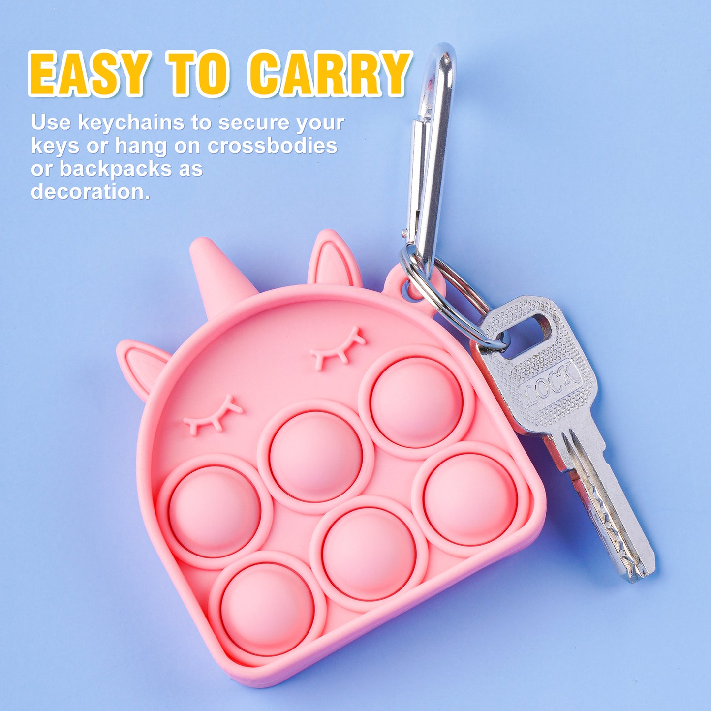 Mini Unicorn Push Popping Bubble Fidget Sensory Toy Keychain, Simple Fidget To