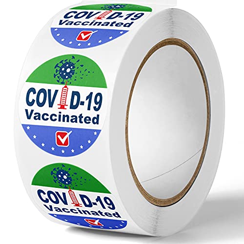 Vaccinated 1.5" Round Label Stickers 500PCS Roll Value Pack