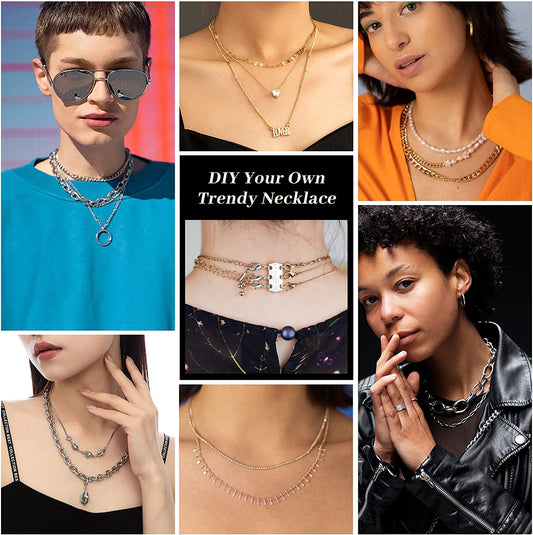 Necklace Layering Clasps Silver Layered Necklace Clasp Multiple Strands Jewelry