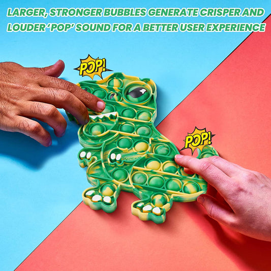 Dinosaur Pop Bubble Fidget Sensory Toy Silicone Big T-Rex Print Eye Squeeze Toy