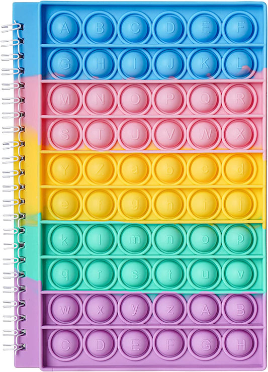 Fidget Toy Spiral Notebook Silicone Push Pop Bubbles A5 Journal 80 Sheets Popper