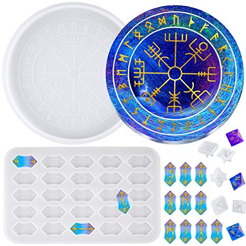 NiArt Rune Divination Resin Molds Polyhedral Dice Symbol Card Astrology Compass