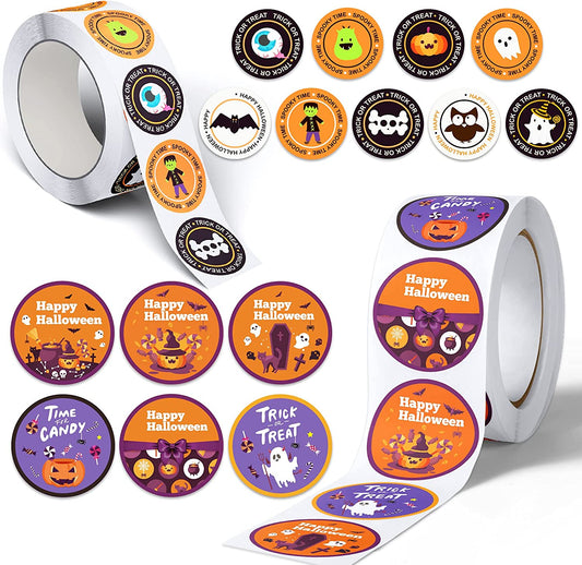 1000PCS Self-Adhesive Happy Halloween Stickers (Large 1.5"+Small 1") 15 Assorted