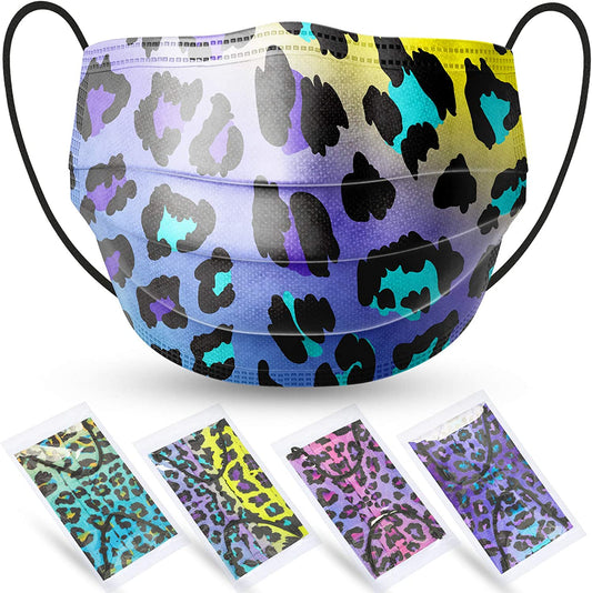 Kids' 60-Pack Individually Packaged Disposable Leopard Gradient Pattern Rainbow