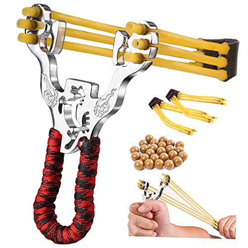 Stainless Steel Hunting Catapult Game Slingshot Toy Kit, Small Metal Handle En