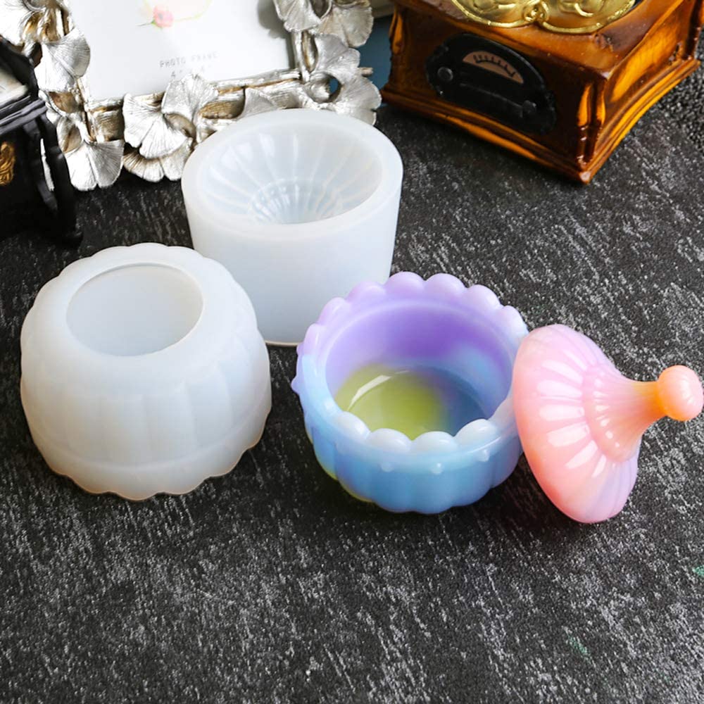 DIY Silicone Resin Mold Jewelry Organizer Containers Lids Pen Candle Soap Holder