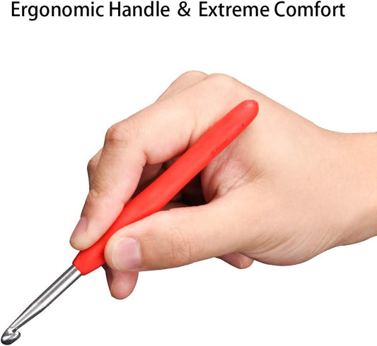 [2mm - 8mm] Crochet Hooks Set Extended Length, Ergonomic Anti-Slippery Handle