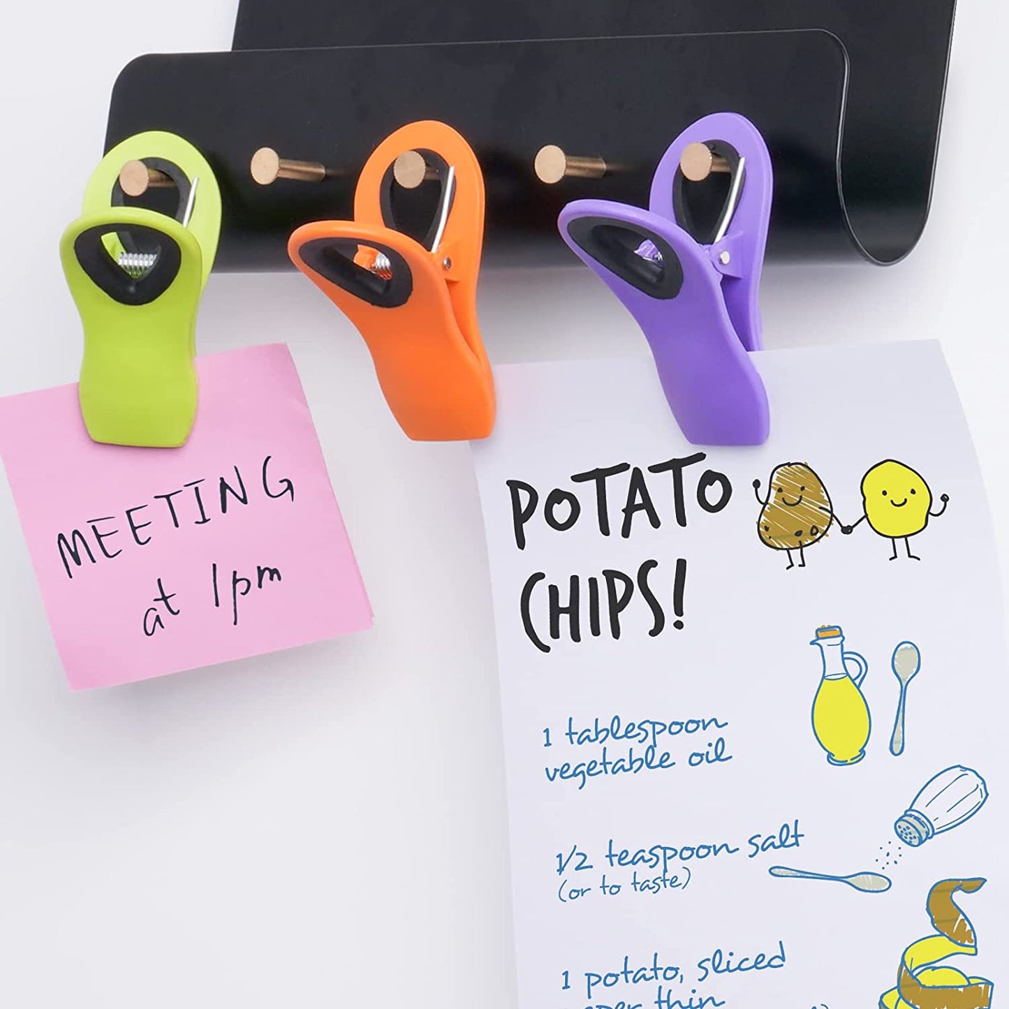 Bag Clips with Magnet 14PCS 7 Assorted Bright Colors Refrigerator Magnetic Clips
