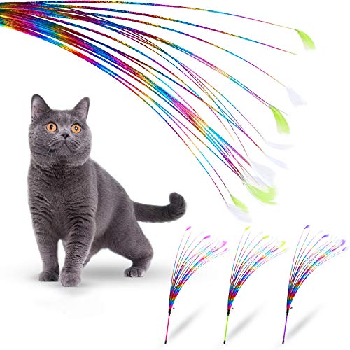ZooZoo Cat Toy 20" Interactive Feather Jingling Bell Teaser Wand 3-Pack