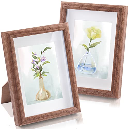 Picture Frame MDF Wood Pattern with Mat Clear Acrylic Glazing 2-Pack