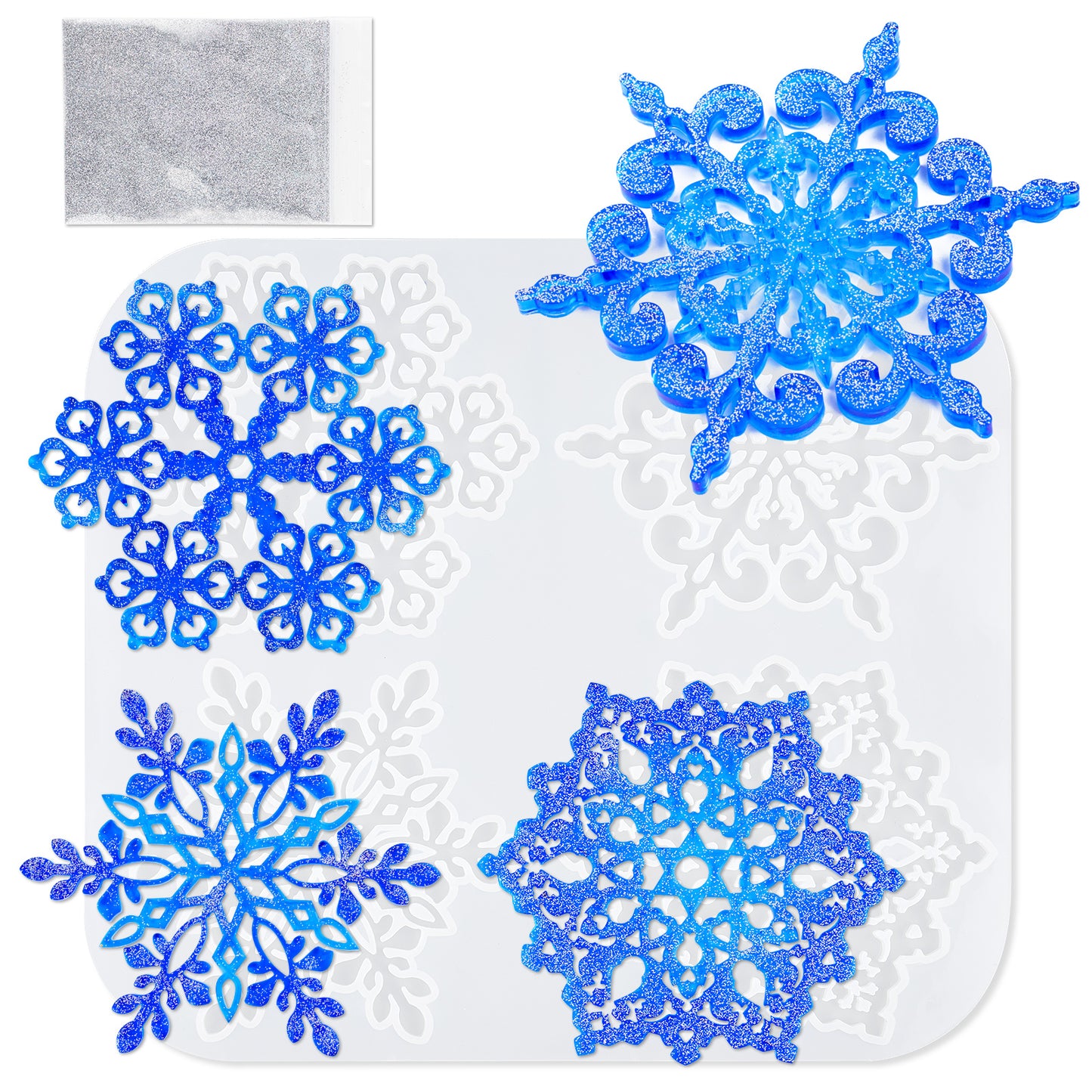 Epoxy Resin Silicone Snowflake Coaster Molds 4PCS 4.17" DIY Craft Arts Ornaments