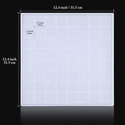 Chess Board Mold Resin Casting 12.4"x12.4" Soft Silicone 3D Art DIY Crafts