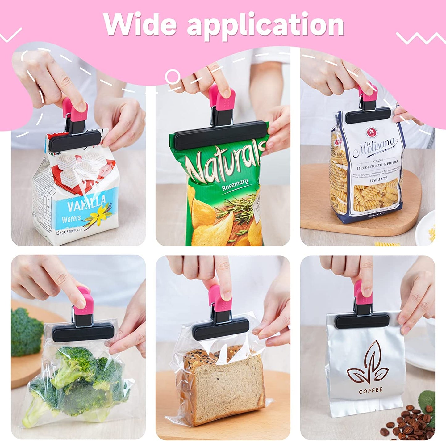 Chip Bag Clips 10PCS Plastic Bag Sealing Clips Assorted Sizes Food Bag Seal Clip