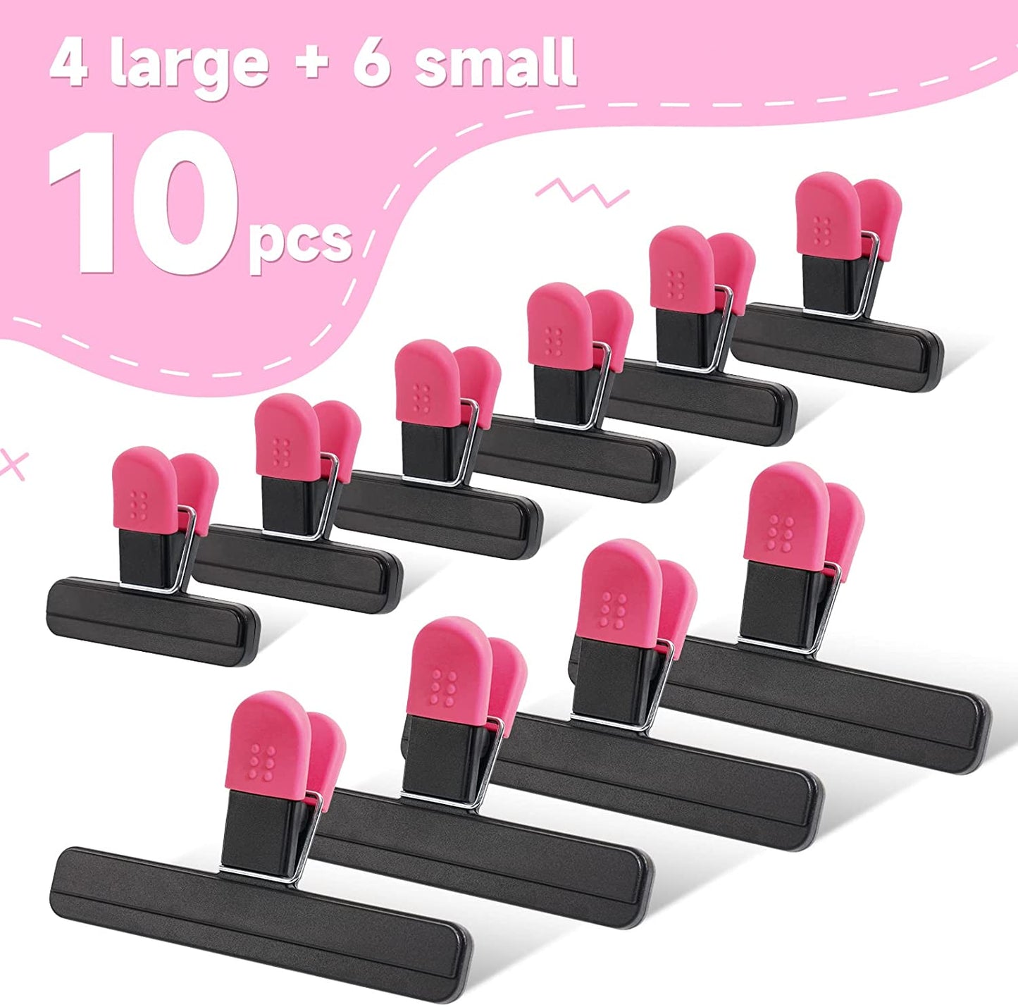 Chip Bag Clips 10PCS Plastic Bag Sealing Clips Assorted Sizes Food Bag Seal Clip