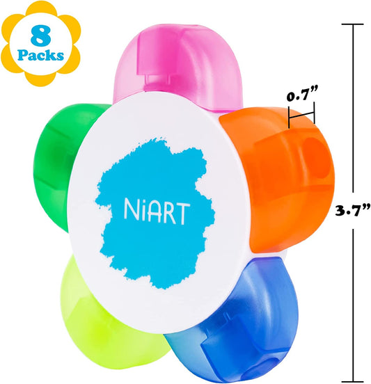 NiArt 8PCS Petal Highlighter Flower Shape Fluorescent Watercolor Marker Pens