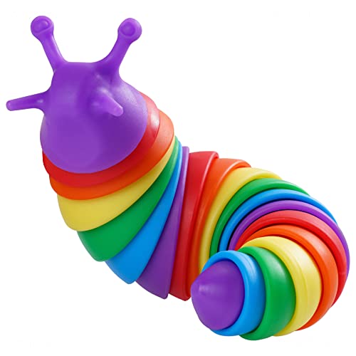 NiToy Slug Fidget Toy, 3D Printed Multicolor Fidget Slug Articulating Stim Toy Articulated Sticky Stretch Slug Fidget Toy Sensory Flexible Slugs Caterpillar Gag Gifts for Kids and Adults