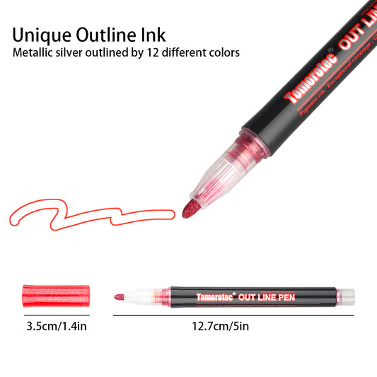 Self-outline Metallic Markers Super Squiggles 12 Colors Double Line Journal Pens
