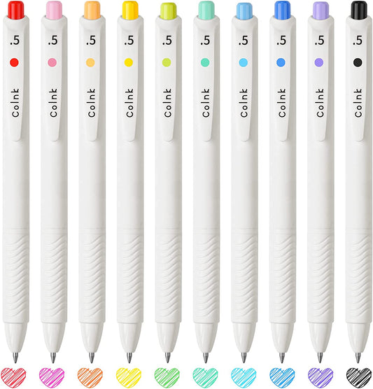 Color Gel Pens Fine Point 0.5mm Journaling Planner Retractable White Writing Pen