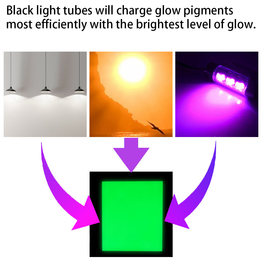 [100 G/3.5 OZ] Glow in The Dark Pigment Powder 10 Colors Neutral UV Fluorescent