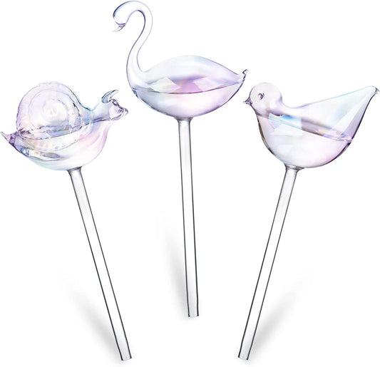 Glass Plant Self Watering Bulb 3PCS Iridescent Pearl Home Potted Planter Waterer