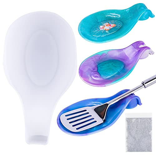 Spoon Rest DIY Epoxy Resin Casting Silicone Mold Kit with Extra-Fine Glitter L