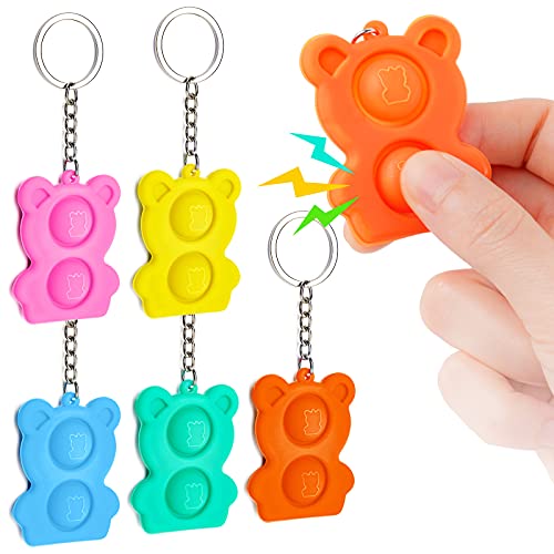 Fidget Pack 5PCS Mini Push Pop Bubble Fidget Keychain Sensory Toy Mixed Colors