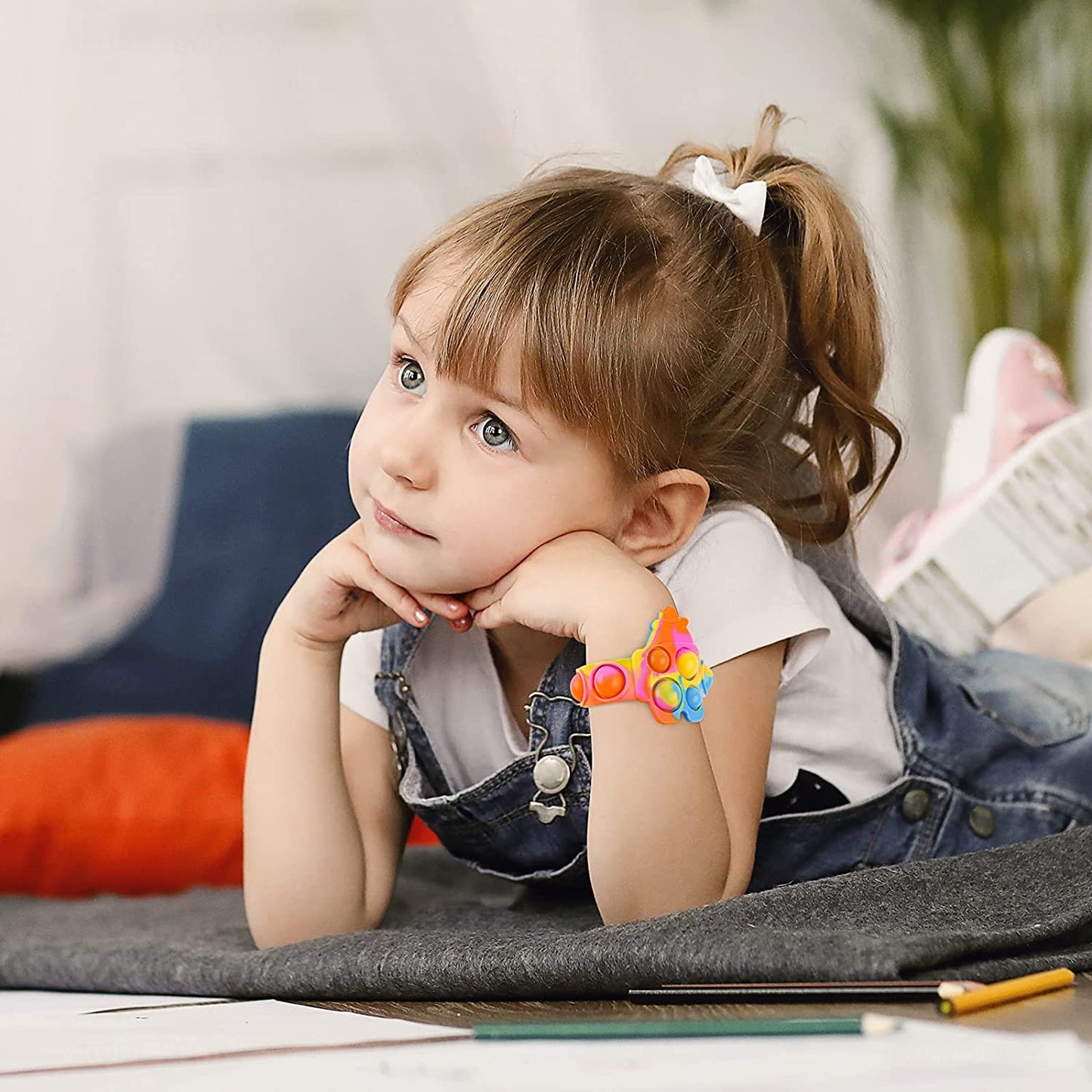 Kids' Silicone Push Pop Bubble Wristband Fidget Sensory Toy 4PCS Multicolor Toys