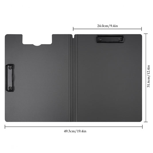 Foldable Cover Clipboard with Pen Holder A4 Size PP Foam File Organizer (Black)