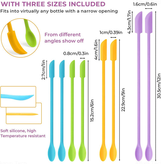 NiArt 8x Mini Silicone Spatulas Epoxy Resin Art 3 Sizes Double-End Scraper Spoon