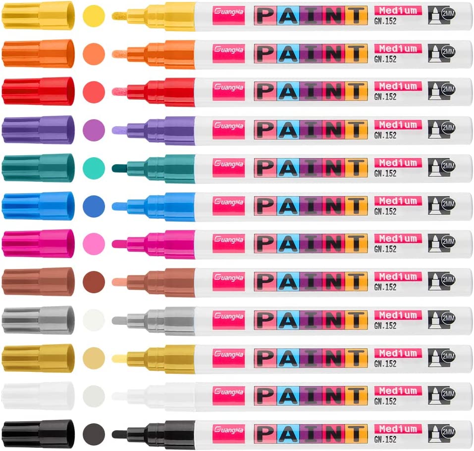Permanent Paint Markers on Almost Anything Never Fade 12 Colors Strong Covering