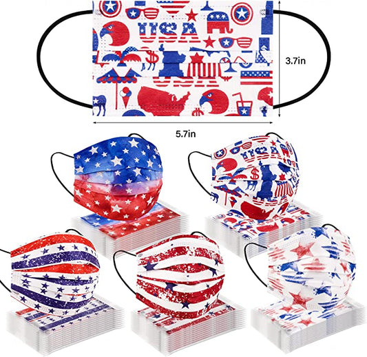 50PCS Kid Disposable Stars Stripes Prints Single Wrapped Patriotic American Flag