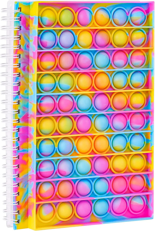 Fidget Spiral Notebook Push Pop Bubble Toy A5 Journal 80 Sheets Silicone Popper