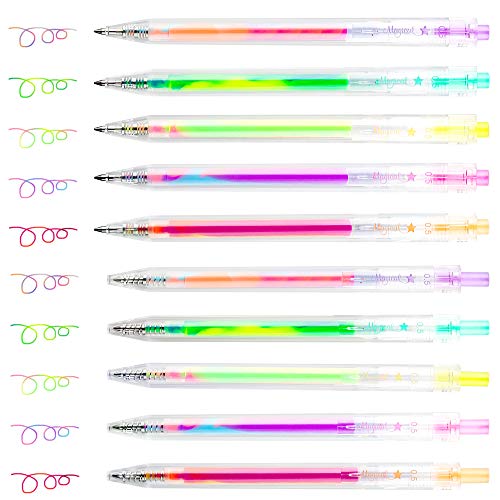 [10 Pack] Mixing of 3 Colors Magic Gel Pens Retractable Colored Ballpoint Pen