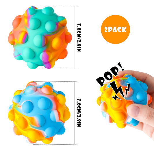 2-Pack Push Pop Bubble Fidget Ball Sensory Toys, Interactive 3D Bouncing Ball