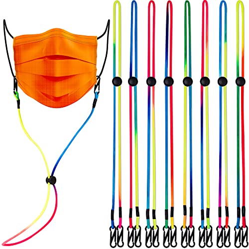 8PCS 13?’?’ Lanyard for Women & Men Elastic Thin Nylon Mask Lanyard Clips E