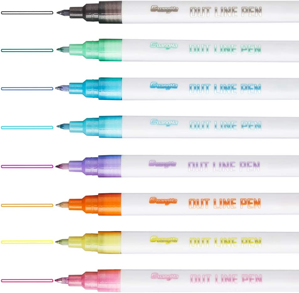 Super Squiggles Self-outline Metallic Markers, Double Line Pen Journal Pens