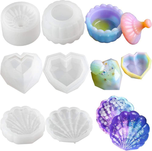 DIY Silicone Resin Mold Jewelry Organizer Containers Lids Pen Candle Soap Holder