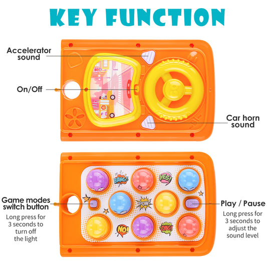 Pull Bus Toy with Lights & Sound, Musical Learning Toys for Toddlers 3+